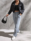 Liona Kadın Kare Yaka Siyah Slim Fit Crop Top Bluz