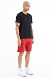 Kırmızı Baskılı Detaylı Bağcıklı Erkek Şort - 81246 | M