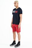 Kırmızı Yan Baskılı Bağcıklı Standart Kalıp Erkek Şort - 81245 | M