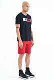 Kırmızı Yan Baskılı Bağcıklı Standart Kalıp Erkek Şort - 81245 | M