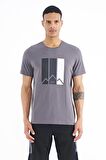 Koyu Gri Baskı Detaylı O Yaka Standart Kalıp Erkek T-shirt - 88211 | XXL