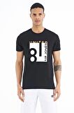 Siyah Ön Baskılı O Yaka Standart Kalıp Erkek T-Shirt - 88220 | M