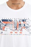 Beyaz Yazı Baskılı Standart Kalıp O Yaka Erkek T-Shirt - 88226 | M