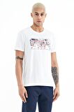 Beyaz Yazı Baskılı Standart Kalıp O Yaka Erkek T-Shirt - 88226 | M