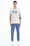 Gri Melanj Yazı Baskılı Standart Kalıp O Yaka Erkek T-Shirt - 88226 | S
