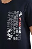 Lacivert Minimal Yazı Baskılı O Yaka Standart Kalıp Erkek T-Shirt - 88208 | XL