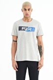 Gri Melanj Baskı Detaylı O Yaka Standart Kalıp Erkek T-Shirt - 88205 | M