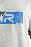 Gri Melanj Baskı Detaylı O Yaka Standart Kalıp Erkek T-Shirt - 88205 | M