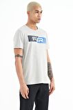 Gri Melanj Baskı Detaylı O Yaka Standart Kalıp Erkek T-Shirt - 88205 | M