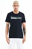 Lacivert Baskı Detaylı O Yaka Standart Kalıp Erkek T-Shirt - 88229 | XXL