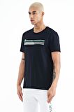 Lacivert Baskı Detaylı O Yaka Standart Kalıp Erkek T-Shirt - 88229 | XXL