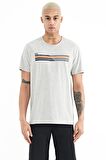 Gri Melanj Baskı Detaylı O Yaka Standart Kalıp Erkek T-Shirt - 88229 | L