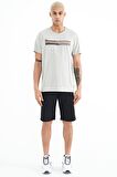 Gri Melanj Baskı Detaylı O Yaka Standart Kalıp Erkek T-Shirt - 88229 | L
