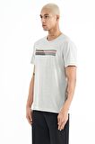 Gri Melanj Baskı Detaylı O Yaka Standart Kalıp Erkek T-Shirt - 88229 | L