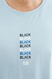 Açık Mavi Minimal Yazı Baskılı O Yaka Standart Kalıp Erkek T-Shirt - 88227 | XXL