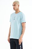 Açık Mavi Minimal Yazı Baskılı O Yaka Standart Kalıp Erkek T-Shirt - 88227 | XXL