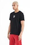 Siyah Baskılı O Yaka Standart Kalıp Erkek T-Shirt - 88222 | XXL