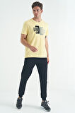 Sarı Baskı Detaylı O Yaka Standart Kalıp Erkek T-Shirt - 88218 | L