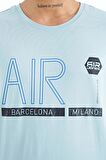 Açık Mavi Yazı Baskılı O Yaka Standart Kalıp Erkek T-Shirt - 88209 | M