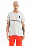 Gri Melanj Yazı Baskılı O Yaka Standart Kalıp Erkek T-Shirt - 88209 | L