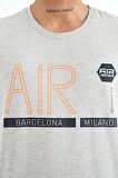 Gri Melanj Yazı Baskılı O Yaka Standart Kalıp Erkek T-Shirt - 88209 | L