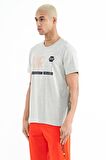 Gri Melanj Yazı Baskılı O Yaka Standart Kalıp Erkek T-Shirt - 88209 | L