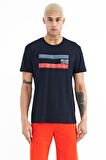 Lacivert Baskılı Standart Kalıp O Yaka Erkek T-Shirt - 88217 | XL