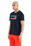 Lacivert Baskılı Standart Kalıp O Yaka Erkek T-Shirt - 88217 | XL