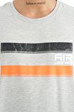 Gri Melanj Baskılı Standart Kalıp O Yaka Erkek T-Shirt - 88217 | M
