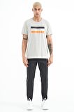 Gri Melanj Baskılı Standart Kalıp O Yaka Erkek T-Shirt - 88217 | M