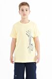 Sarı Yazı Baskılı O Yaka Standart Kalıp Erkek Çocuk T-Shirt - 11119 | 13-14