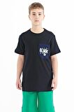 Lacivert Ön Cepli Nakış Detaylı O Yaka Standart Kalıp Erkek Çocuk T-Shirt - 11116 | 12-13