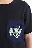Lacivert Ön Cepli Nakış Detaylı O Yaka Standart Kalıp Erkek Çocuk T-Shirt - 11116 | 12-13
