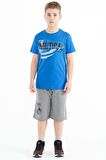 Saks Yazı Baskılı O Yaka Standart Kalıp Erkek  Çocuk T-Shirt - 11100 | 10-11