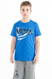 Saks Yazı Baskılı O Yaka Standart Kalıp Erkek  Çocuk T-Shirt - 11100 | 12-13