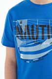 Saks Yazı Baskılı O Yaka Standart Kalıp Erkek  Çocuk T-Shirt - 11100 | 12-13