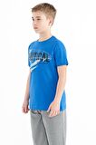 Saks Yazı Baskılı O Yaka Standart Kalıp Erkek  Çocuk T-Shirt - 11100 | 12-13