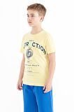 Sarı Yazı Baskı Detaylı O Yaka Standart Kalıp Erkek Çocuk T-Shirt - 11103 | 3-4