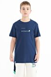 İndigo Baskı Detaylı O Yaka Standart Kalıp Erkek T-Shirt - 11117 | 6-7