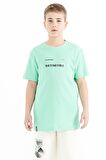 Su Yeşili Baskı Detaylı O Yaka Standart Kalıp Erkek T-Shirt - 11117 | 6-7