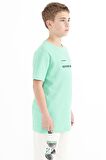 Su Yeşili Baskı Detaylı O Yaka Standart Kalıp Erkek T-Shirt - 11117 | 6-7