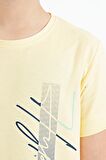 Sarı Yazı Baskılı O Yaka Standart Kalıp Erkek Çocuk T-Shirt - 11119 | 7-8