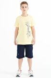 Sarı Yazı Baskılı O Yaka Standart Kalıp Erkek Çocuk T-Shirt - 11119 | 8-9