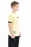 Sarı Baskılı Standart Kalıp O Yaka Erkek Çocuk T-Shirt - 11097 | 3-4