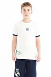 Ekru Baskılı Standart Kalıp O Yaka Erkek Çocuk T-Shirt - 11097 | 8-9