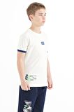 Ekru Baskılı Standart Kalıp O Yaka Erkek Çocuk T-Shirt - 11097 | 8-9