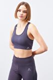 Tommy Life Antrasit Sırt Detaylı Dar Kalıp U Yaka Kadın Spor Büstiyer - 97120 | XL
