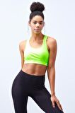 Tommy Life Neon Sarı Sırt Detaylı Dar Kalıp U Yaka Kadın Spor Büstiyer - 97120 | L