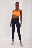 Neon Oranj Sırt Detaylı Dar Kalıp U Yaka Kadın Spor Büstiyer - 97120 | XL