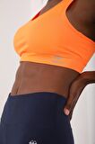 Neon Oranj Sırt Detaylı Dar Kalıp U Yaka Kadın Spor Büstiyer - 97120 | XL